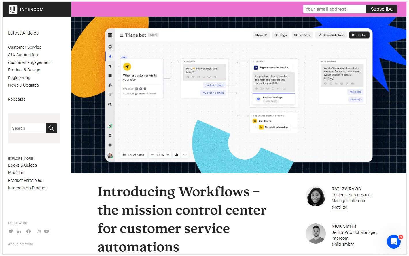 intercom workflows announcement